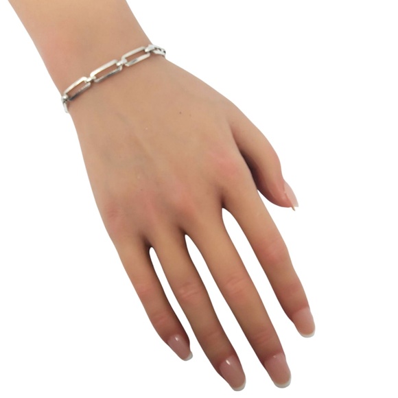 Mexico Sterling Silver Paper Clip Link Bracelet #21200 - Picture 8 of 10